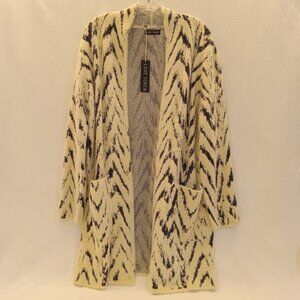 Love Token Incredibly Soft Tulip Brushed Knit Cardigan Ivory and Black Small NWT